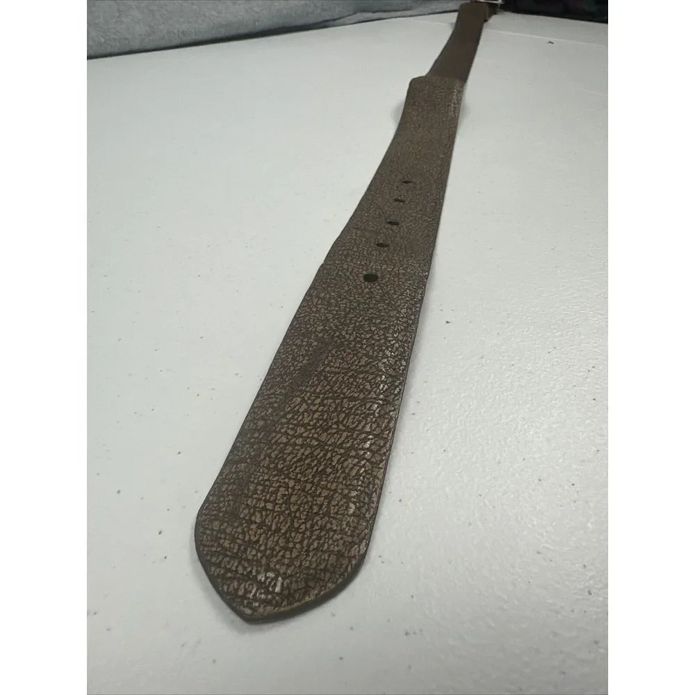 W. Kleinberg Brown Leather Belt with Silver-Tone Buckle